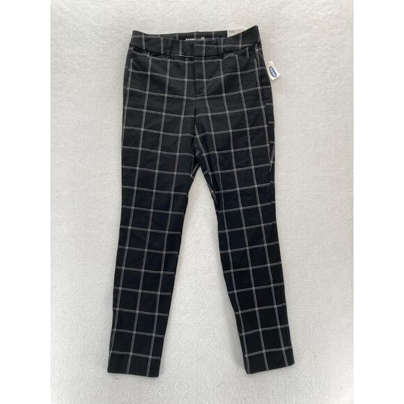 Old Navy Pants - Old Navy Pixie Pants Women's 2 Black Plaid Stretch Fabric Slim Leg Ankle Pants